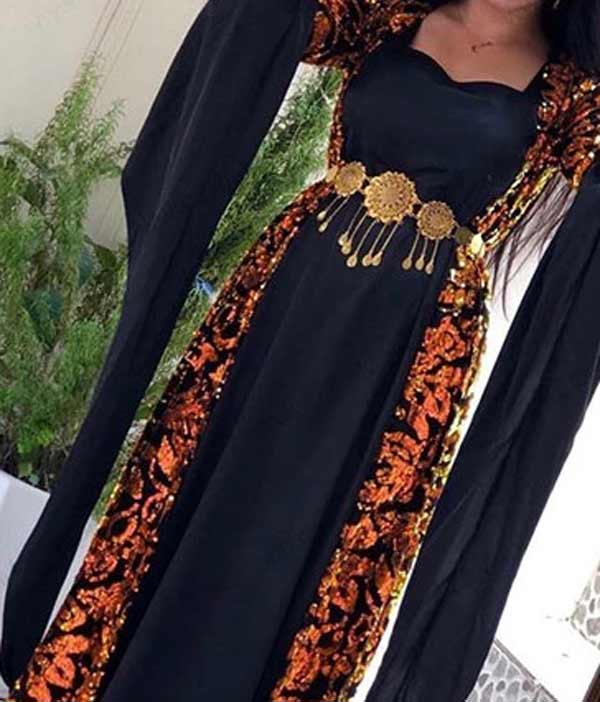 لباس کردی مشکی طلایی + مجموعه ای از قشنگ ترین و زیباترین مدل های لباس کردی زنانه