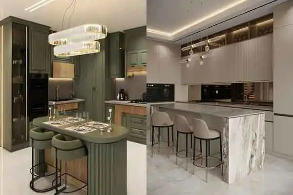 جدیدترین مدل کابینت آشپزخانه جزیره با طرح ها و رنگ های بسیار زیبا و شیک
